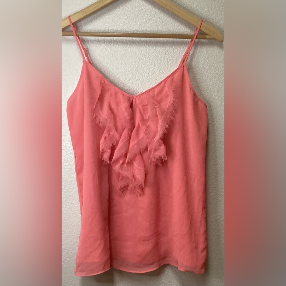 Old Navy tank ruffles spaghetti strap coral